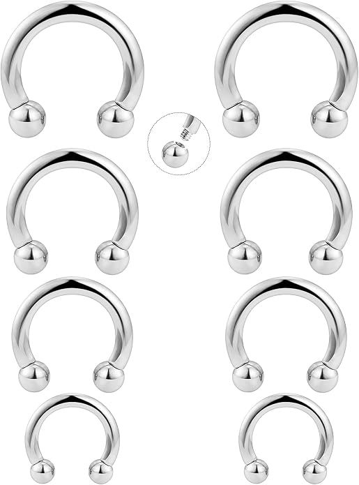 20G-00G Septum Rings Ear Gauges Earrings Stretching Kit 316L Surgical Steel Horseshoe Septum Pa Piercing Jewelry for Women 10mm 12mm 14mm 16mm