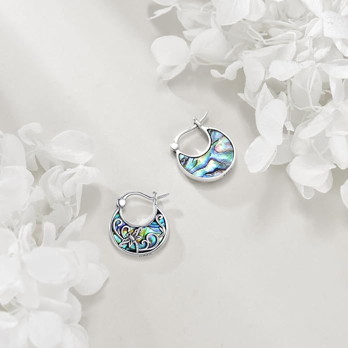 Tree of Life/Sunflower/Mountain/Daisy/Flower/Dragonfly/Butterfly/Earrings 925 Sterling Silver Hoop Earrings for Women