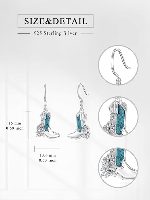 Dorunmo 925 Sterling Silver Western Dangle Earrings for Women Bohemian Earrings Hypoallergenic Christmas Jewelry Gifts for Women
