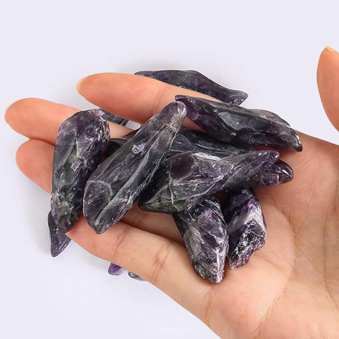 Erliway 0.22 lbs Amethyst Crystals Bulk, 1.6-2.4" Raw Amethyst Crystal Wands, Irregular Shape Rough Quartz Crystal Points for Meditation Yoga Reiki Balancing Wire Wrapping