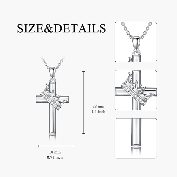Cross Necklace for Women 925 Sterling Silver Crucifix Pendant Christian Cross Jewelry for Women Men