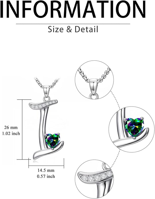 Birthday Gifts for Women Alphabet A to Z Initial Birthstone Pendant Necklaces for Women - 18k White Gold Plated Personalized Name Jewelry Anniversary Graduation Gifts for Wife Her Daughter Girlfriend(with Gift Box)