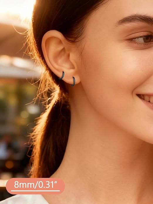 FaithHeart 925 Sterling Silver Huggie Hoop Earrings, Small Hoop Earring for Women, Silver/14K Gold/Black/Rose Gold Hypoallergenic Cartilage Earrings for Women 8/10/12/14/16/18/20mm