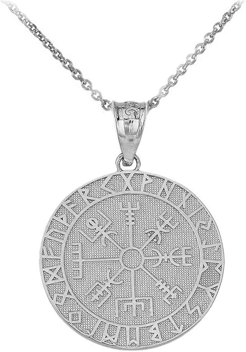 Claddagh Gold 925 Sterling Silver Viking Odin Symbol Rune Amulet Pantgram Vegvisir Compass Pendant Necklace