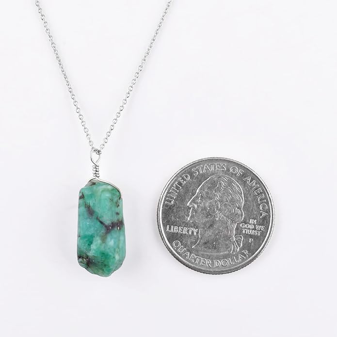 Raw Gemstone Dainty Pendant Necklace for Women, Trendy Healing Chakra Crystal, Birthstone Handmade 925 Sterling Silver Adjustable 18 inch Chain Jewelry, Birthday Gifts