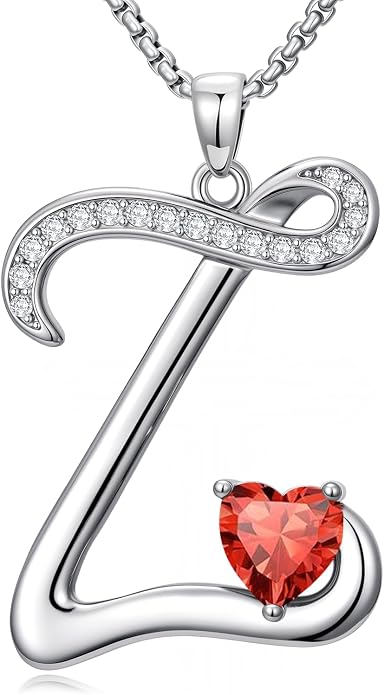 Birthday Gifts for Women Alphabet A to Z Initial Birthstone Pendant Necklaces for Women - 18k White Gold Plated Personalized Name Jewelry Anniversary Graduation Gifts for Wife Her Daughter Girlfriend(with Gift Box)