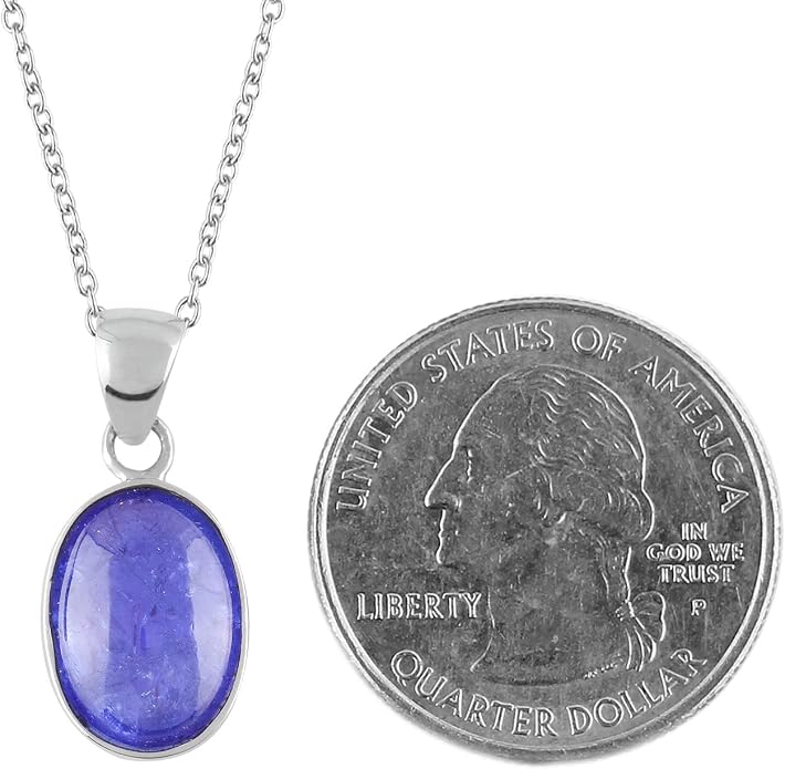 Natural Gemstone Pendant Necklace for Women, Healing Stone Chakra Crystal Birthstone 925 Sterling Silver Chain 18 Inch Birthday Christmas Gifts
