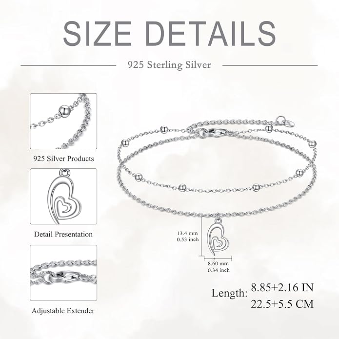 Heart/Starfish/Pineapple/Anchor/Sea Turtle/Butterfly/Celtic/Whale Tail bracelet Anklets for Women 925 Sterling Silver Anklets Jewelry for Women