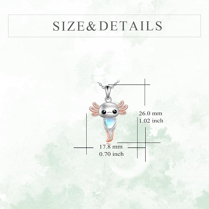 Birthstone Axolotl Necklace Sterling Silver Axolotl Pendant Cubic Zirconia Jewelry Birthday Gifts for Women Men