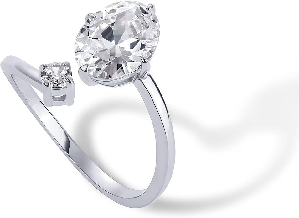 PAVOI 14K Yellow Plated Toi Et Moi 3CT Cushion Cut Cubic Zirconia Stone Wraparound Engagement Promise Ring for Women - Statement Ring