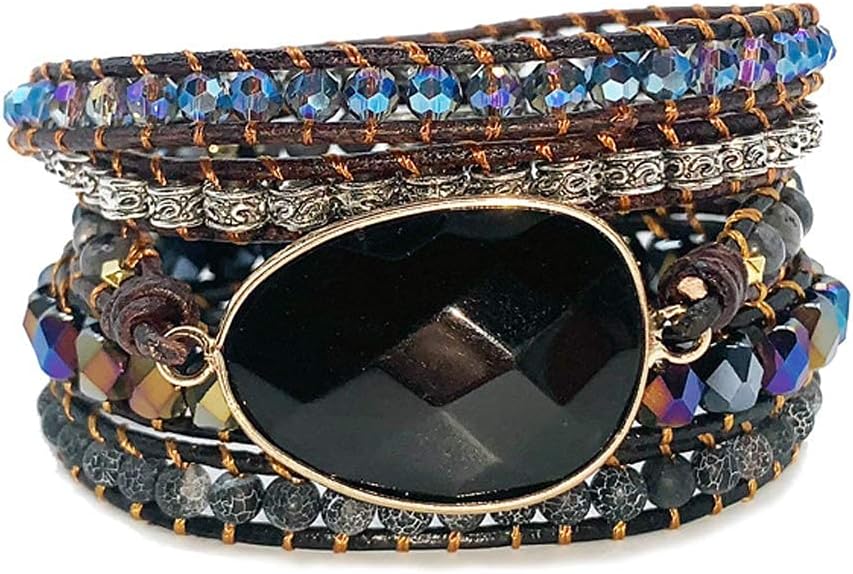 Boho Wrap Bracelet for Women, Handmade Natural Imperial Jasper Multi-Layer Stone Beaded Bracelet, Bohemian Healing Crystal Stone Jewelry Gifts