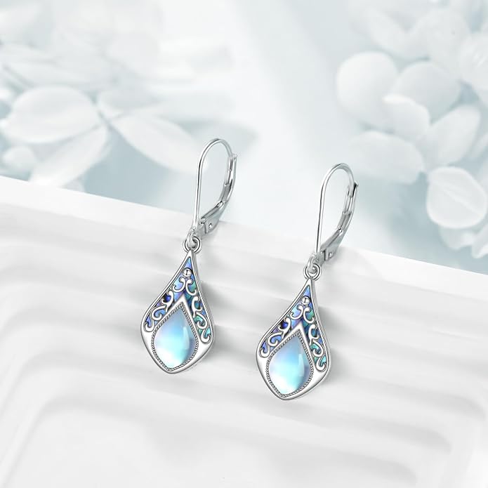 Abalone Shell Dangle Drop Earrings for Women 925 Sterling Silver Filigree Bohemian Earrings Jewelry Gift