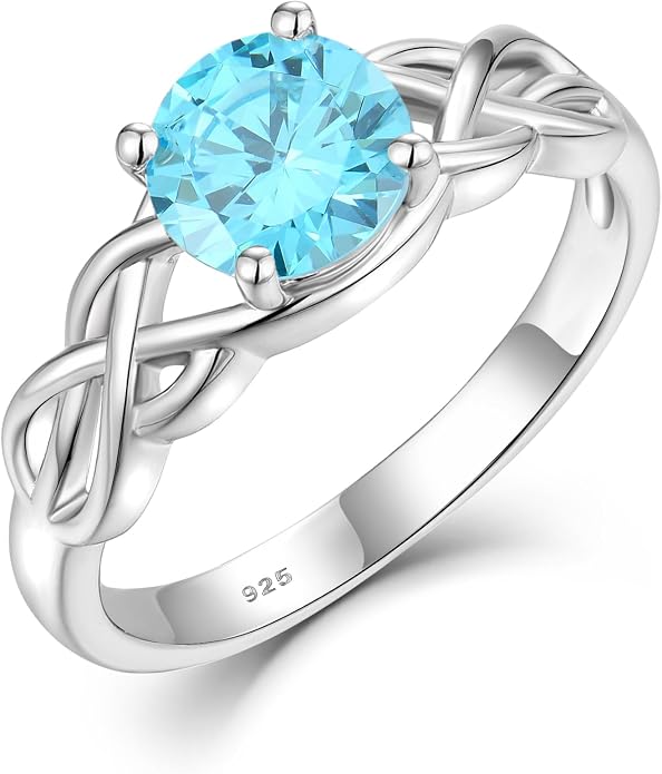 STARCHENIE Celtic Knot Promise Ring for Women 925 Sterling Silver Engagement Wedding Band with Birthstone (Size 5-10)