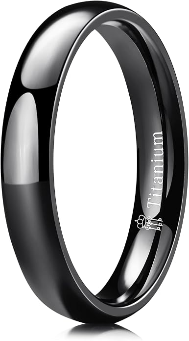 THREE KEYS JEWELRY 2mm 4mm 6mm 8mm Titanium Wedding Band for Men Women, Classic Domed & Step Edge High Polished Comfort Fit Anniversary Ring, Size 4-15