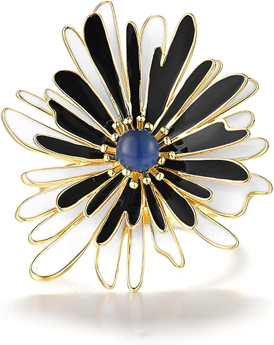 Santuzza 925 Sterling Silver Enamel Flower Statement Ring for Women