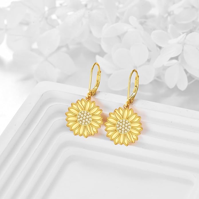 CRMAD Hummingbird/Bee/Leaves/Sunflower/Daisy/Dragonfly/Rose/Lotus Flower Sterling Silver Filigree Teardrop Earrings Abalone Shell Jewelry for Women