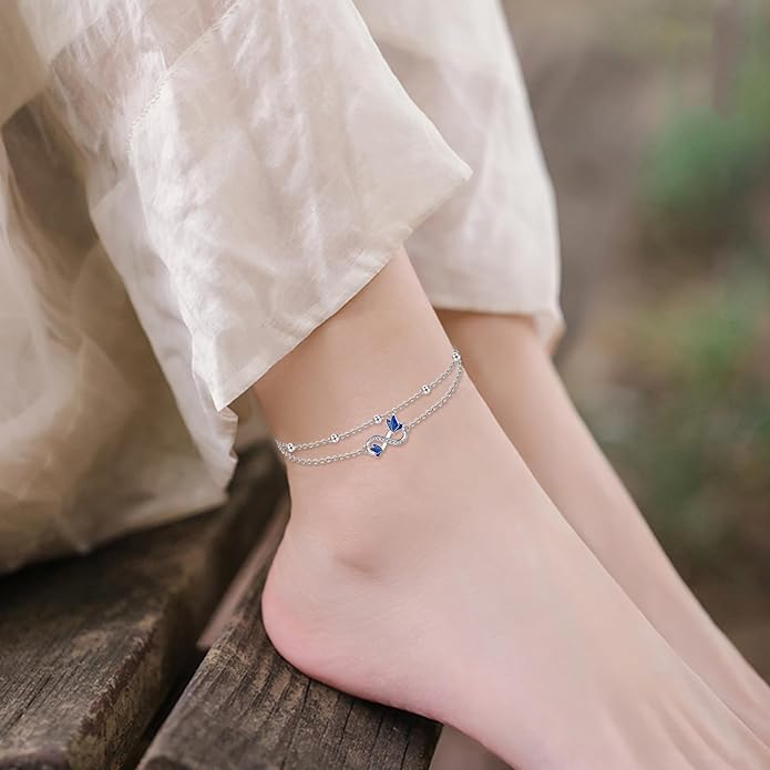 Heart/Starfish/Pineapple/Anchor/Sea Turtle/Butterfly/Celtic/Whale Tail bracelet Anklets for Women 925 Sterling Silver Anklets Jewelry for Women