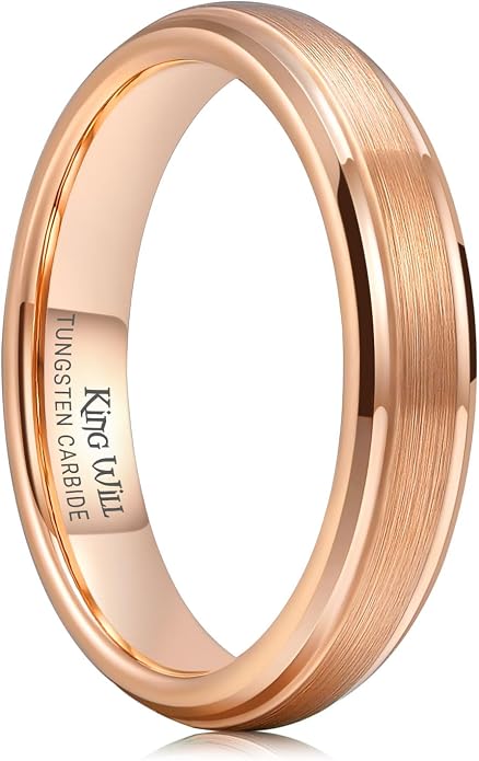 King Will Classic Tungsten Wedding Band for Men, 6/7/8/9/10mm Widths, Polished Finish Step Edge Matte Rings Comfort Fit