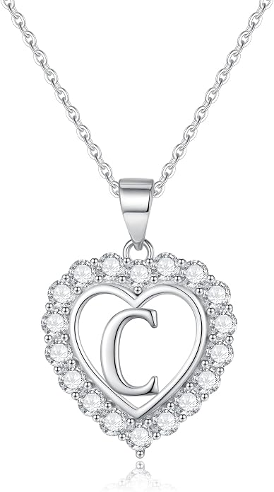 Infinity Heart Necklaces for Women, S925 Sterling Silver Initial Necklace Womens Jewelry Mothers Day Gifts Girls Valentines Gifts for Her Christmas Birthday Gifts for Women Mom Wife Girlfriend