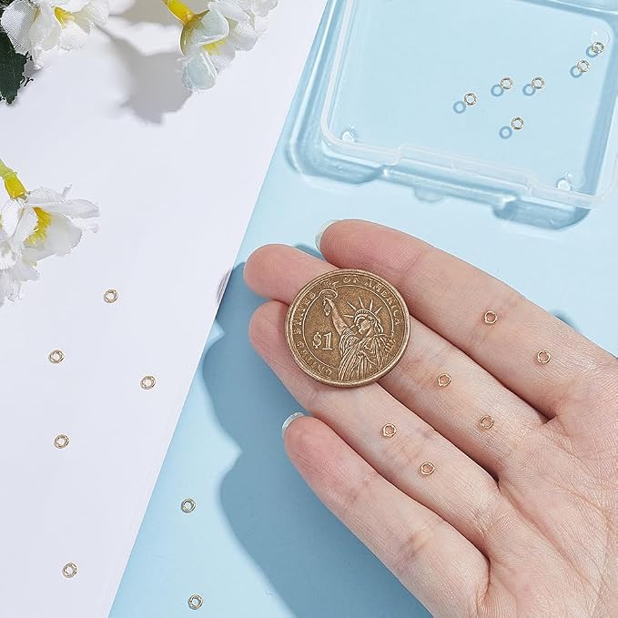 Beebeecraft 1 Box 20Pcs 14K Gold Filled Brass Closed Jump Rings 3mm Soldered Jump Rings Connectors for Jewelry Bracelet Necklace Making Craft
