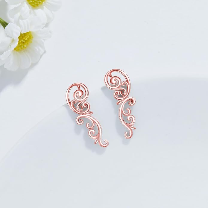 Ear Climbers Earrings for Women Sterling Silver Vintage Ear Crawler Earrings Jewelry Gifts for Women