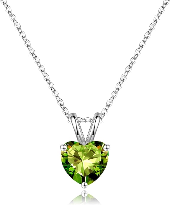 SMILEST Dainty Heart Birthstone Necklace for Women, 925 Sterling Silver Necklace Sparkling Heart Pendant, Anniversary Birthday Gifts for Women Mom Wife Daughter Girlfriend Grandma