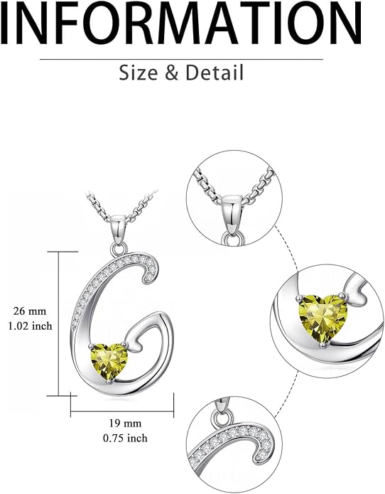Birthday Gifts for Women Alphabet A to Z Initial Birthstone Pendant Necklaces for Women - 18k White Gold Plated Personalized Name Jewelry Anniversary Graduation Gifts for Wife Her Daughter Girlfriend(with Gift Box)