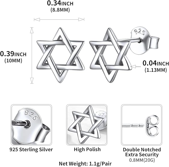 ChicSilver 925 Sterling Silver Earrings Dainty Bar/Circle/Triangle/Star/Ball Stud Earrings for Women with Gift Box, Hypoallergenic Earrings for Sensitive Ears
