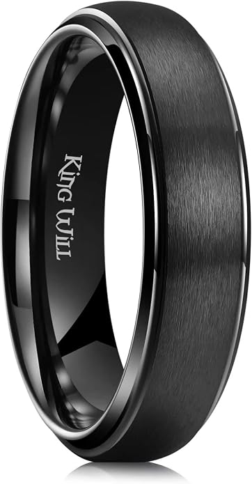 King Will Ceramic Wedding Band for Men Women-6-8mm Width Black & White with Multi Style Design Promise Rings Comfort Fit Size 7-14