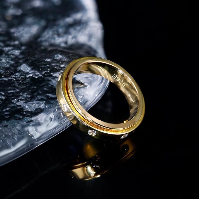 Fidget Ring Spinner Ring for Anxiety Women Men Daughter Real S925 Sterling Silver Fidget Ring