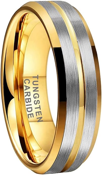 TUTISS 6mm 8mm Silver/Black/Blue/Gunmetal/Gold/Rose Gold Tungsten Rings for Men Women Fashion Engagement Wedding Bands Matte Finish Beveled Edges Comfort Fit