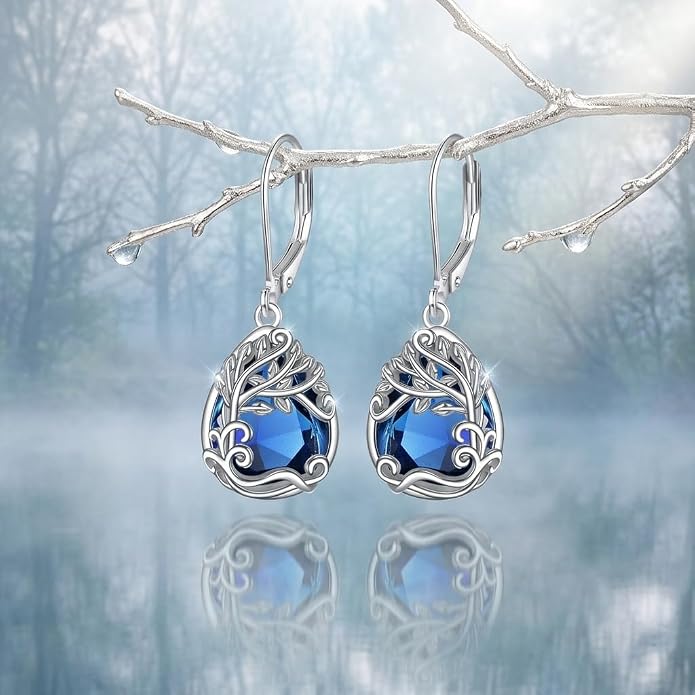 Teardrop Tree of Life/Filigree Earrings for Women Dangle Leverback Earrings Jewelry Gift Anniversary For Her