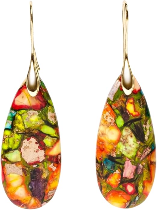Cape Diablo Ocean Energy Protection Teardrop Earrings - Healing Regalite Gemstone Handcrafted| 4.5-5cm, Stress Relief & Emotional Stability Artisan Designed Unique Jewelry