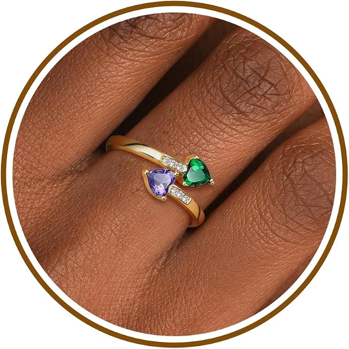 Btysun Mothers Day Gifts, Birthday Gifts for Women Non Tarnish Gold Rings Adjustable 1-12 Birthstone Rings Birthday Gift for Wife Mom Stocking Stuffers Promise Ring Anniversary Wedding Jewelry