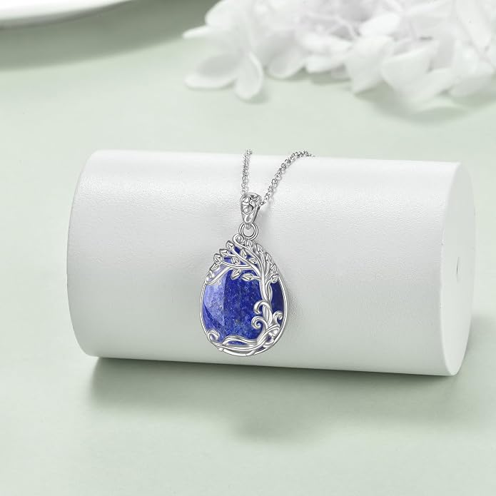 YAFEINI 925 Sterling Silver Moonstone Necklace Filigree Teardrop Pendant Necklace Jewelry for Women Girls