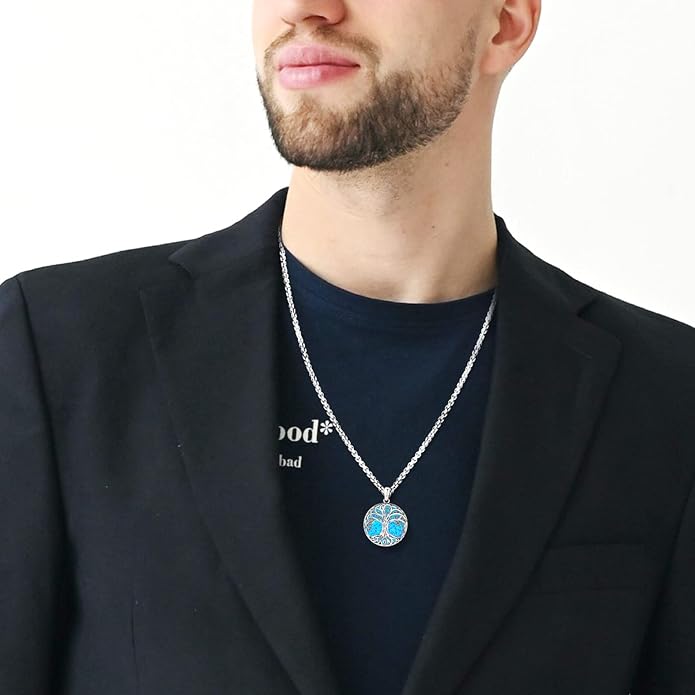 Jewelry Gifts - Tree of Life Necklace Sterling Silver Abalone Shell/Opal/Moonstone/Black Onyx/Turquoise/Malachite/Crystal Family Tree of Life Jewelry for Women Men