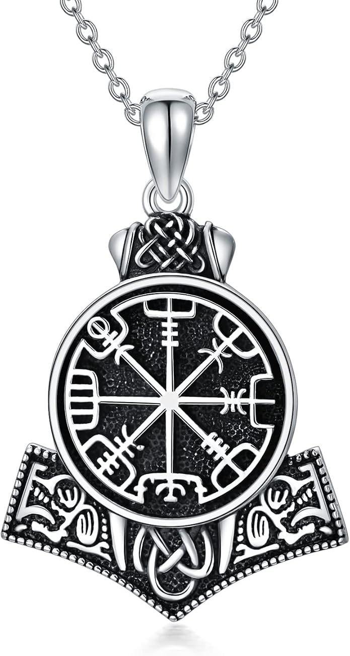 Valknut Viking Necklace 925 Sterling Silver Odin Knot Pendant Necklace Celtic Nordic Pagan Jewelry Gifts for Men Women 18+2"