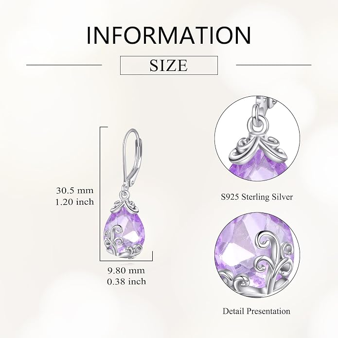 POPLYKE Celtic Filigree Teardrop Drop Dangle Earrings Sterling Silver Leverback Earrings Jewelry for Women
