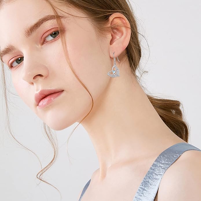 Celtic Knot Earrings 925 Sterling Silver Abalone Drop Dangle Celtic Earrings Gifts for Women