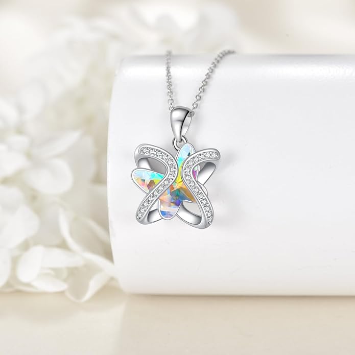 Crystal Necklace 925 Sterling Silver Crystal Pendant Necklace for Women Gift for Women