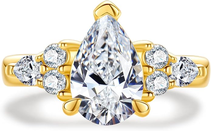 3ct-7ct Cubic Zirconia 3 Stones Engagement Rings 5A Grade Simulated Diamond Cushion Cut/Emerald Cut/Asscher Cut/Heart Cut CZ Anniversary Promise Wedding Rings for Women