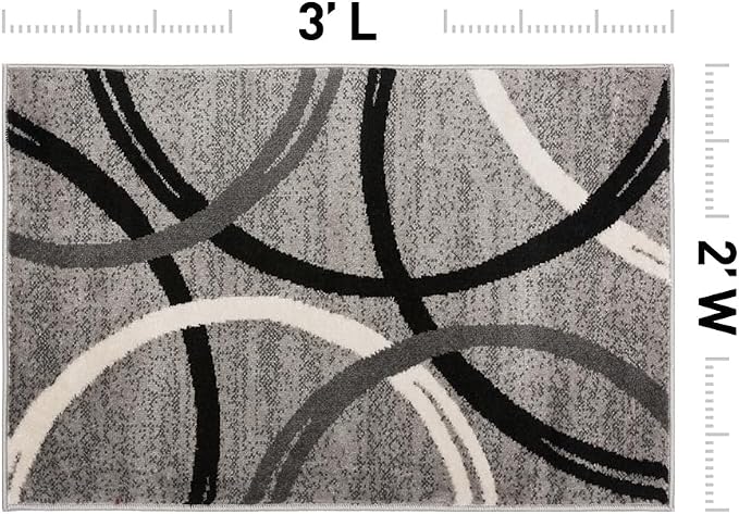 Rugshop Wavy Circles Jute Backing Accent Living Room Area Rug Gray 2' x 3'
