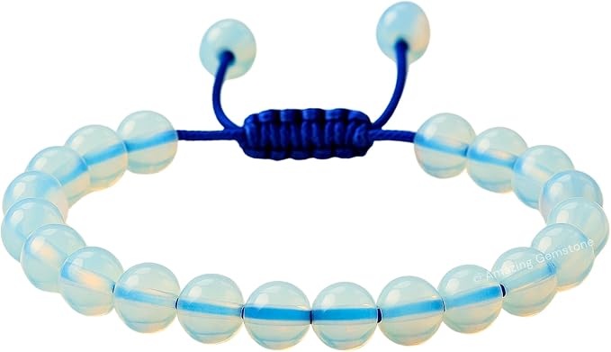 Amazing Gemstone Opalite Bracelet for Women Men's Gifts - Protection Healing Crystal Bracelet - 8mm Gemstones Beaded Adjustable Bracelet Pulseras para Hombres Mujer Stocking Stuffers