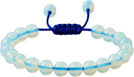 Amazing Gemstone Opalite Bracelet for Women Men's Gifts - Protection Healing Crystal Bracelet - 8mm Gemstones Beaded Adjustable Bracelet Pulseras para Hombres Mujer Stocking Stuffers