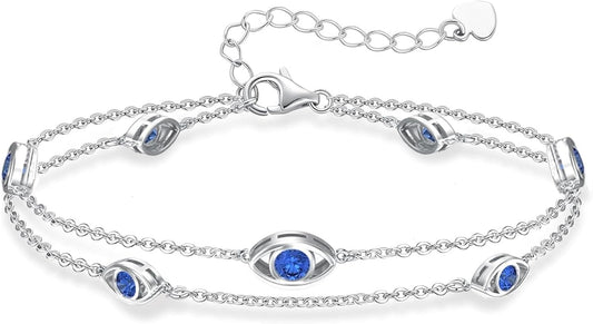 925 Sterling Silver Ankle Bracelet Evil Eye/Dolphin/Sea Turtle/Infinity/Wave Seashell/Hamsa Ankle Bracelet Adjustable Summer Beach Ocean Jewelry for Women