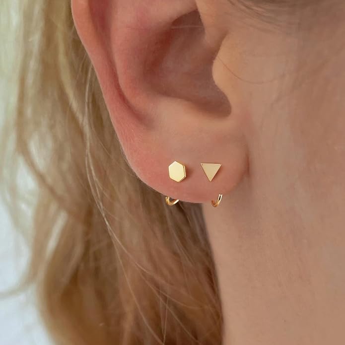 CHIC & ARTSY 925 Sterling Silver Half Hoop Earrings for Women, Small Huggie Hoops Set with Ball Bar Star Moon Cross & Pearl, Lightweight Comfort Fit Everyday & Sleep Earrings