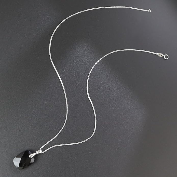 iSTONE 925 Sterling Silver Natural Crytral for Womens Pendant Necklace, Gemstone Birthstone with 17.8" Silver Chain Ladies