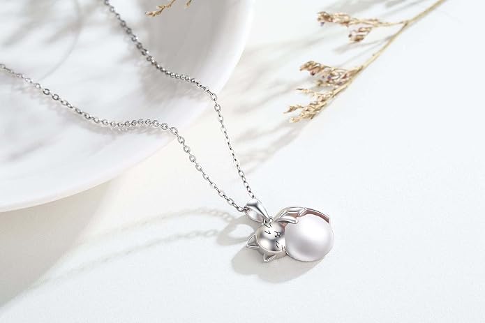 Cat Necklace Sterling Silver Cat Zircon Pendant Gothic Jewelry for Women Animal Lovers Gifts