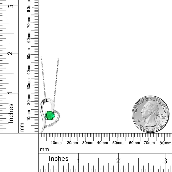 Gem Stone King Heart Shape Pendant Necklace For Women | 925 Sterling Silver | 6MM Round Gemstone Birthstone | Heart Necklace For Women | With 18 Inch Silver Chain