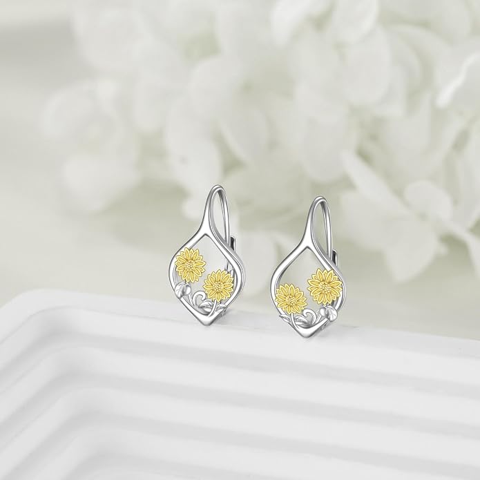 VONALA Flower Earrings for Women 925 Sterling Silver Rose/Lotus/Scottish Thistle/Tulip/Lilac/Mushroom/Pineapple Dangle Drop Earrings Flower Jewelry Gifts for Women Girls Birthday Gifts